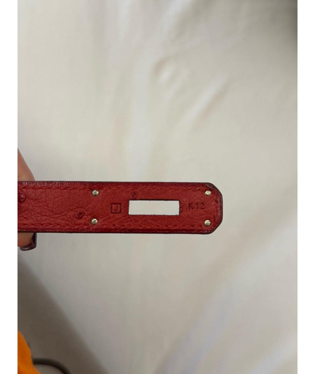 HERMES Красная кожаная сумка с короткими ручками, фото 7
