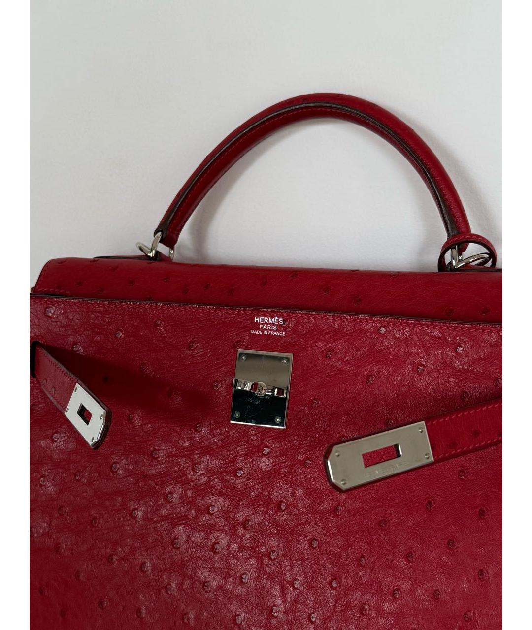 HERMES Красная кожаная сумка с короткими ручками, фото 5