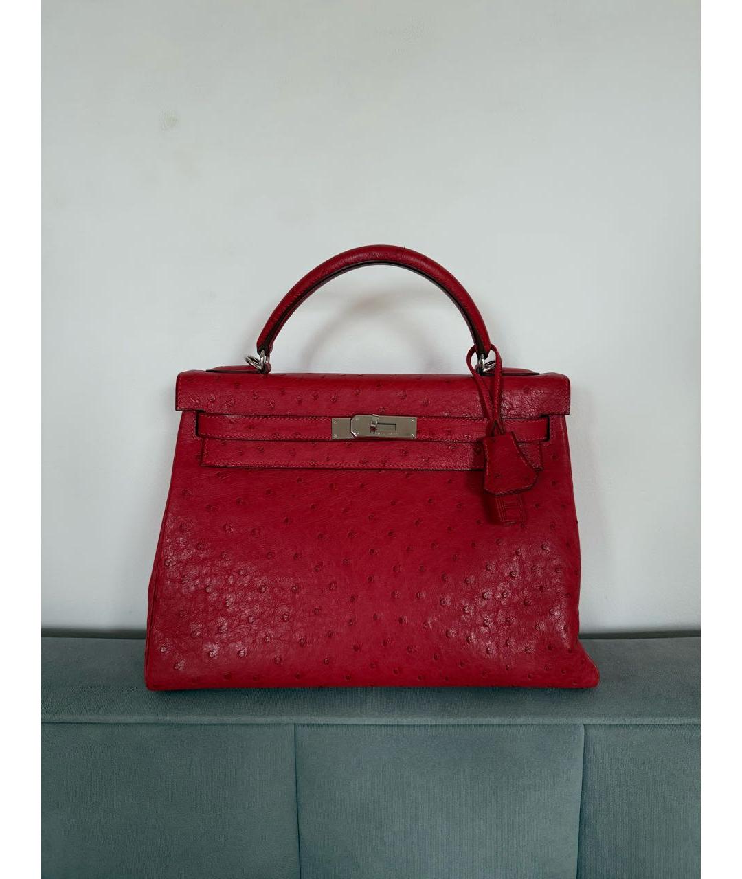 HERMES Красная кожаная сумка с короткими ручками, фото 8