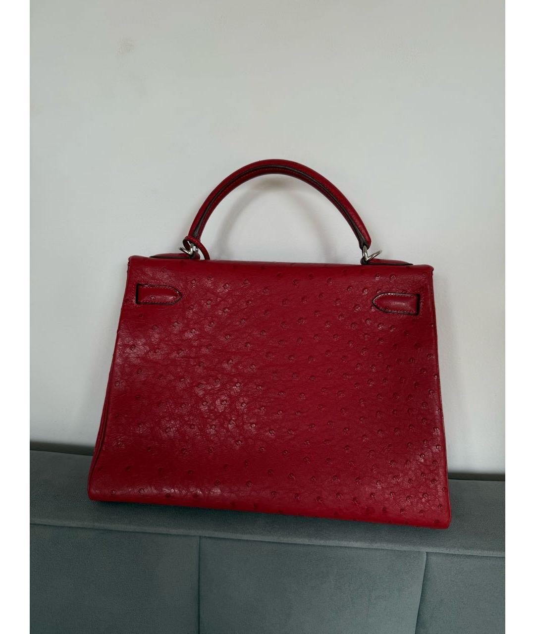 HERMES Красная кожаная сумка с короткими ручками, фото 3