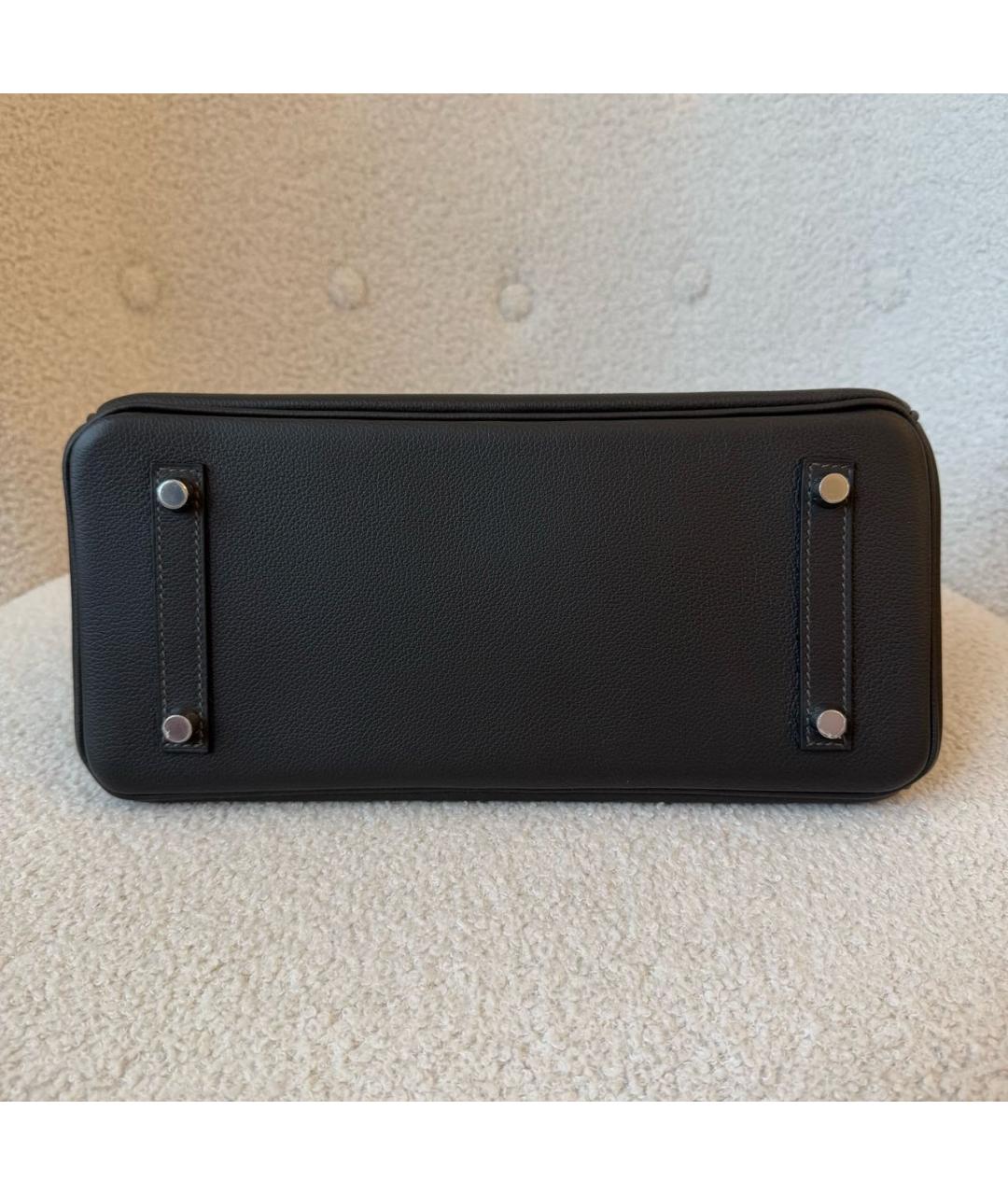 HERMES Хаки кожаная сумка с короткими ручками, фото 5