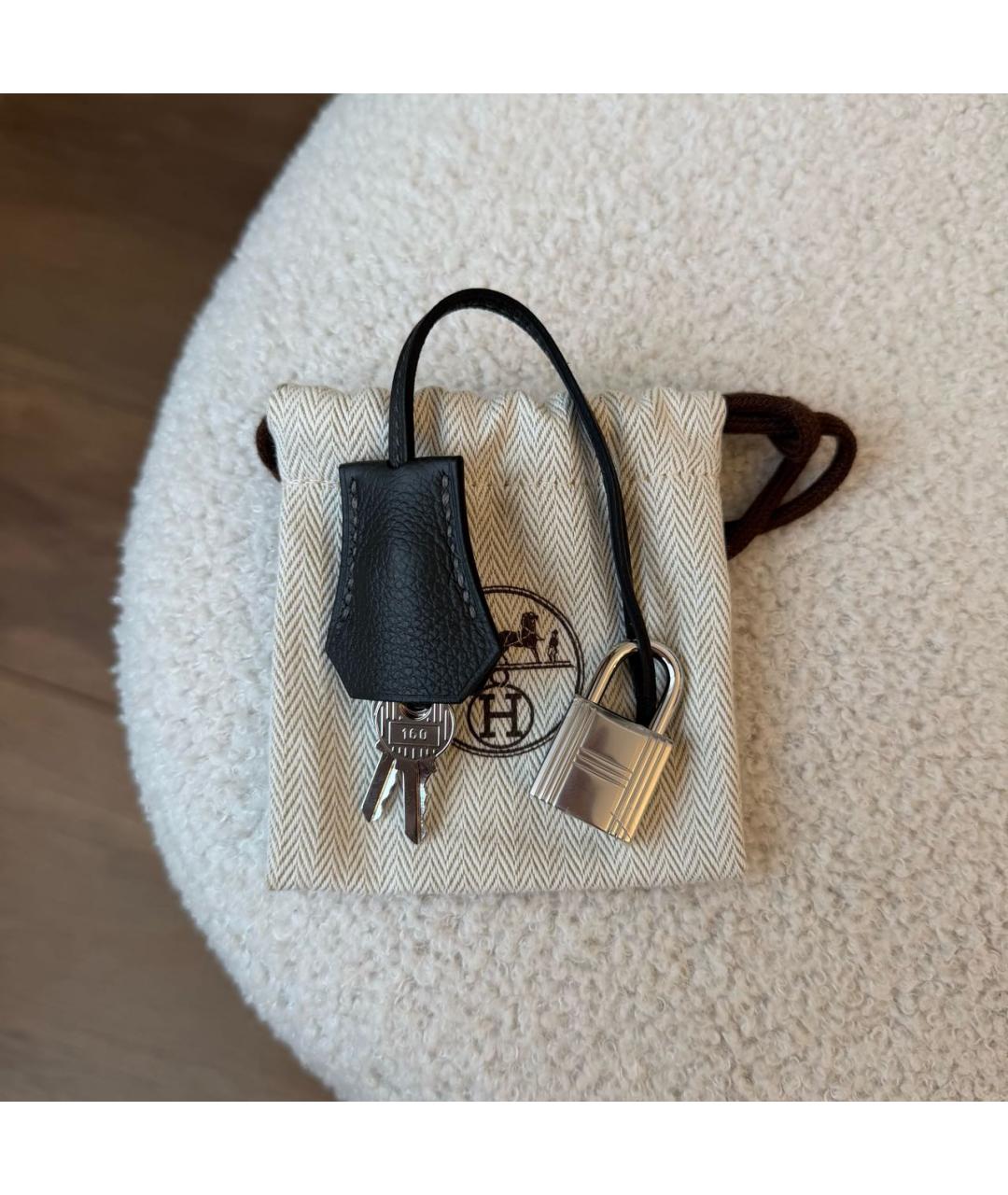 HERMES Хаки кожаная сумка с короткими ручками, фото 8