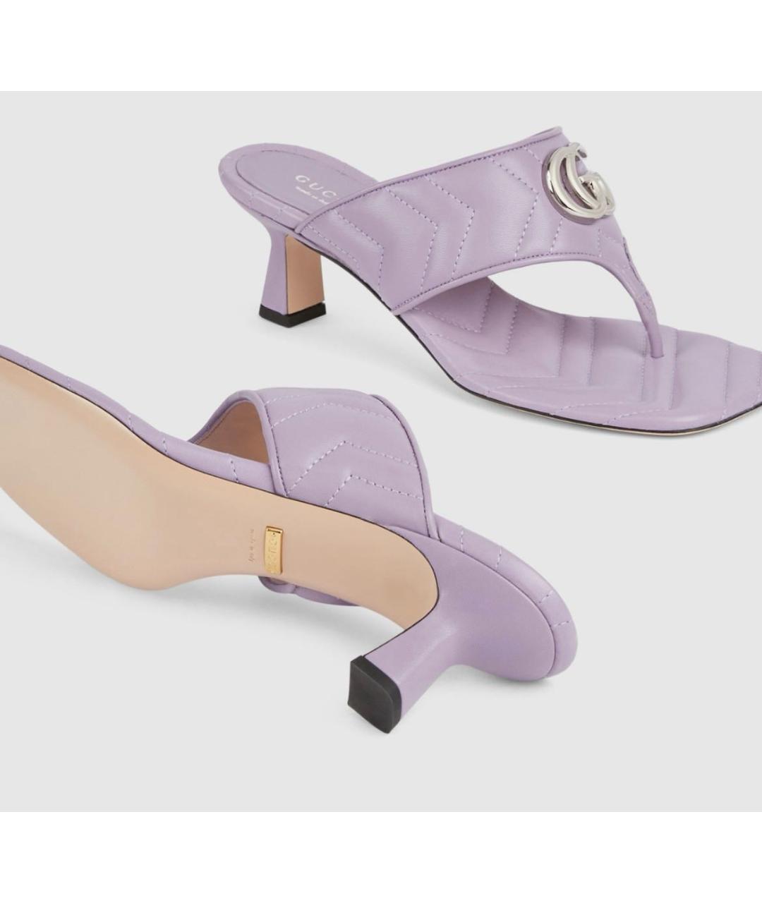 GUCCI Фиолетовые кожаные мюли, фото 2