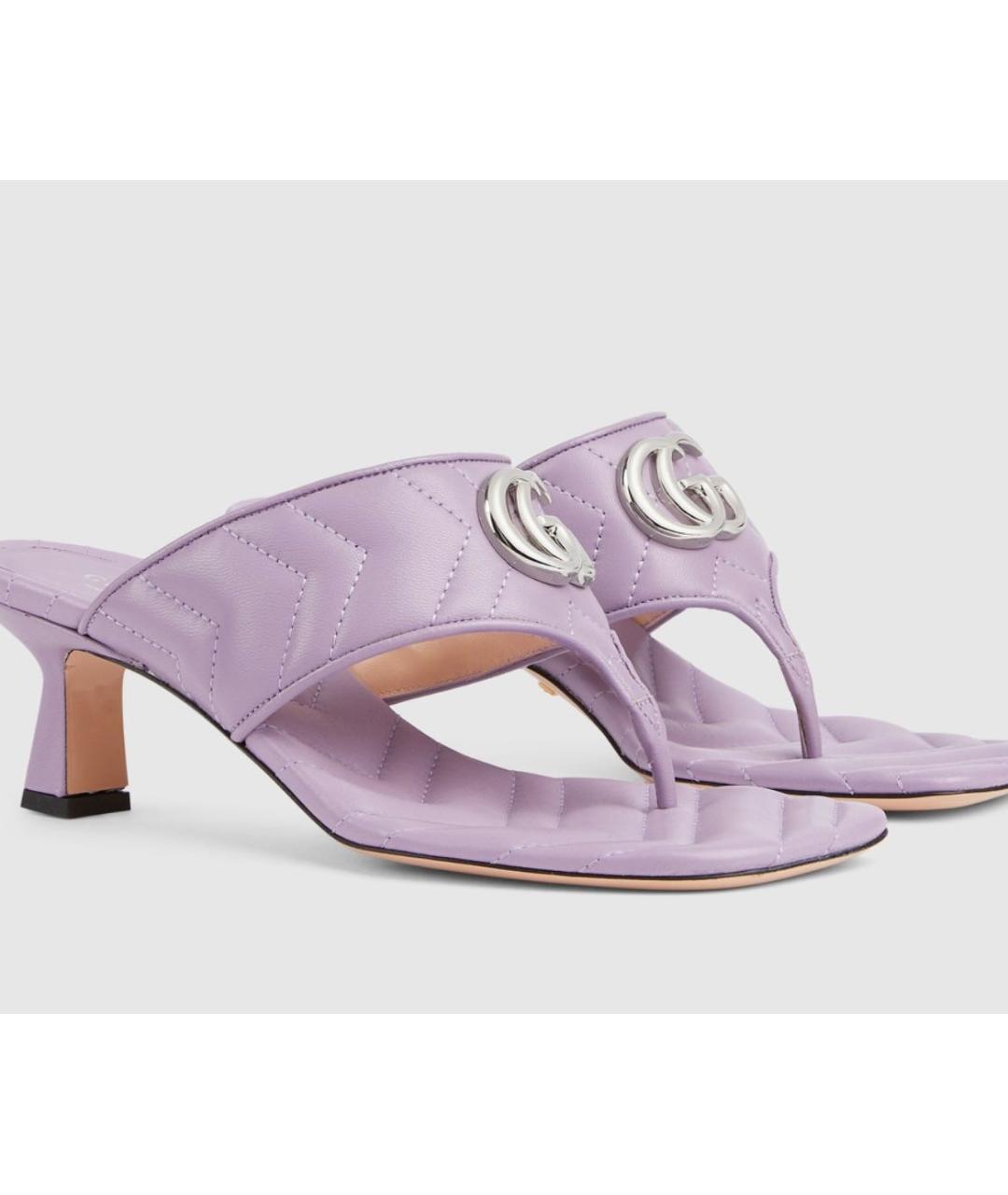 GUCCI Фиолетовые кожаные мюли, фото 3