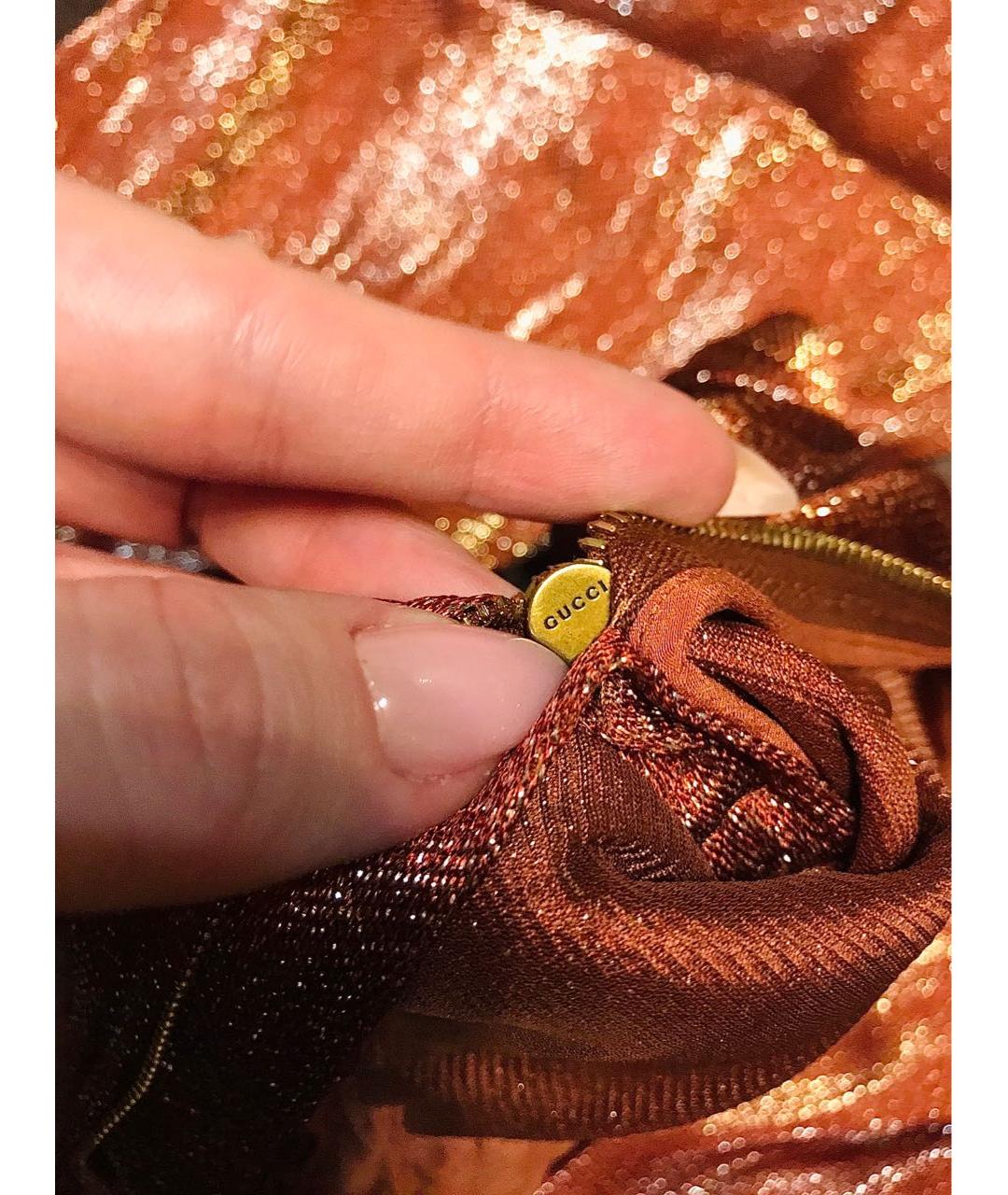 GUCCI Оранжевое шелковые прямые брюки, фото 8