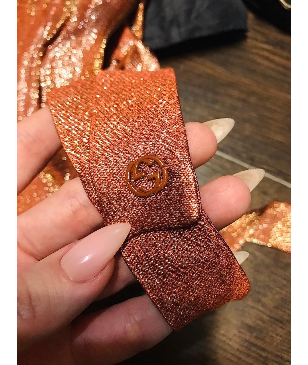 GUCCI Оранжевое шелковые прямые брюки, фото 5