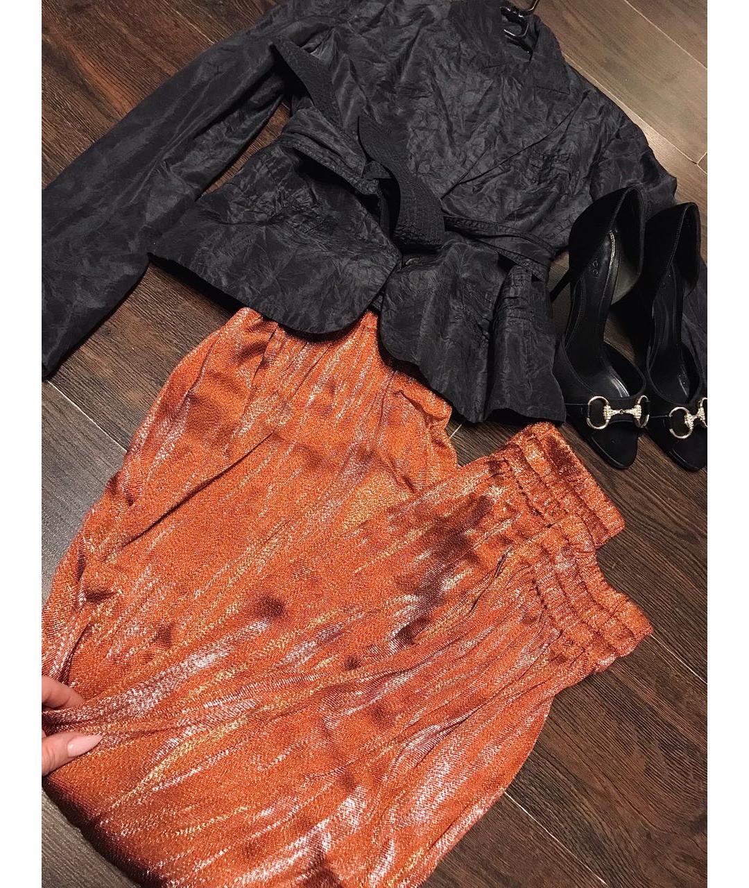 GUCCI Оранжевое шелковые прямые брюки, фото 7