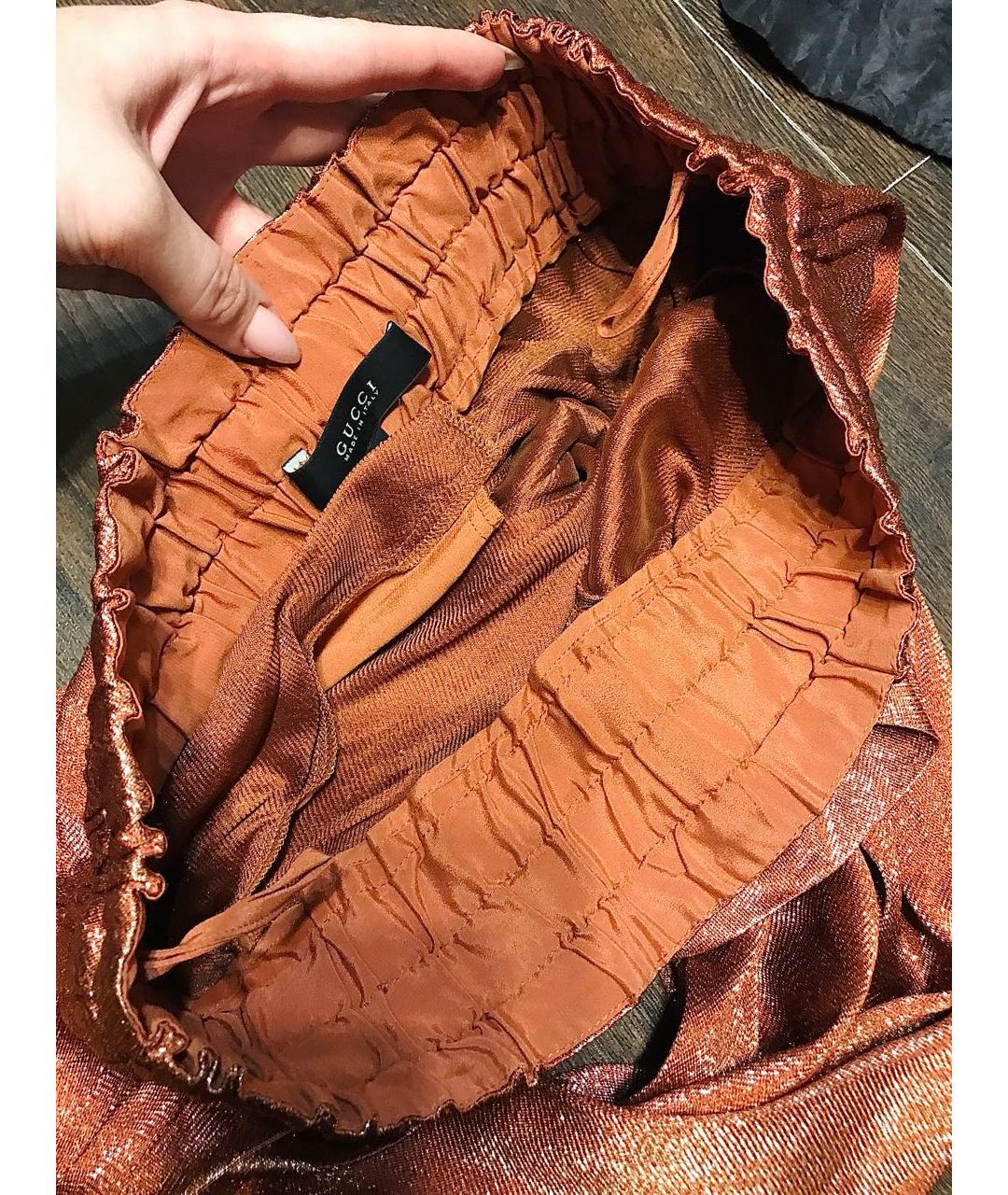 GUCCI Оранжевое шелковые прямые брюки, фото 3