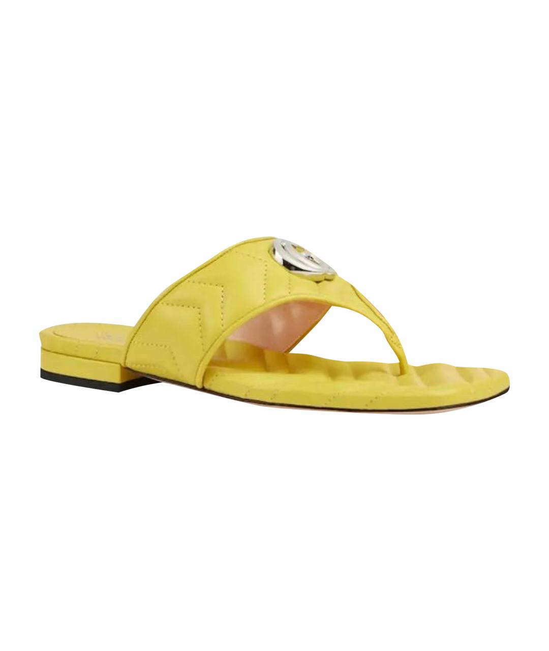 GUCCI Желтые кожаные сандалии, фото 1