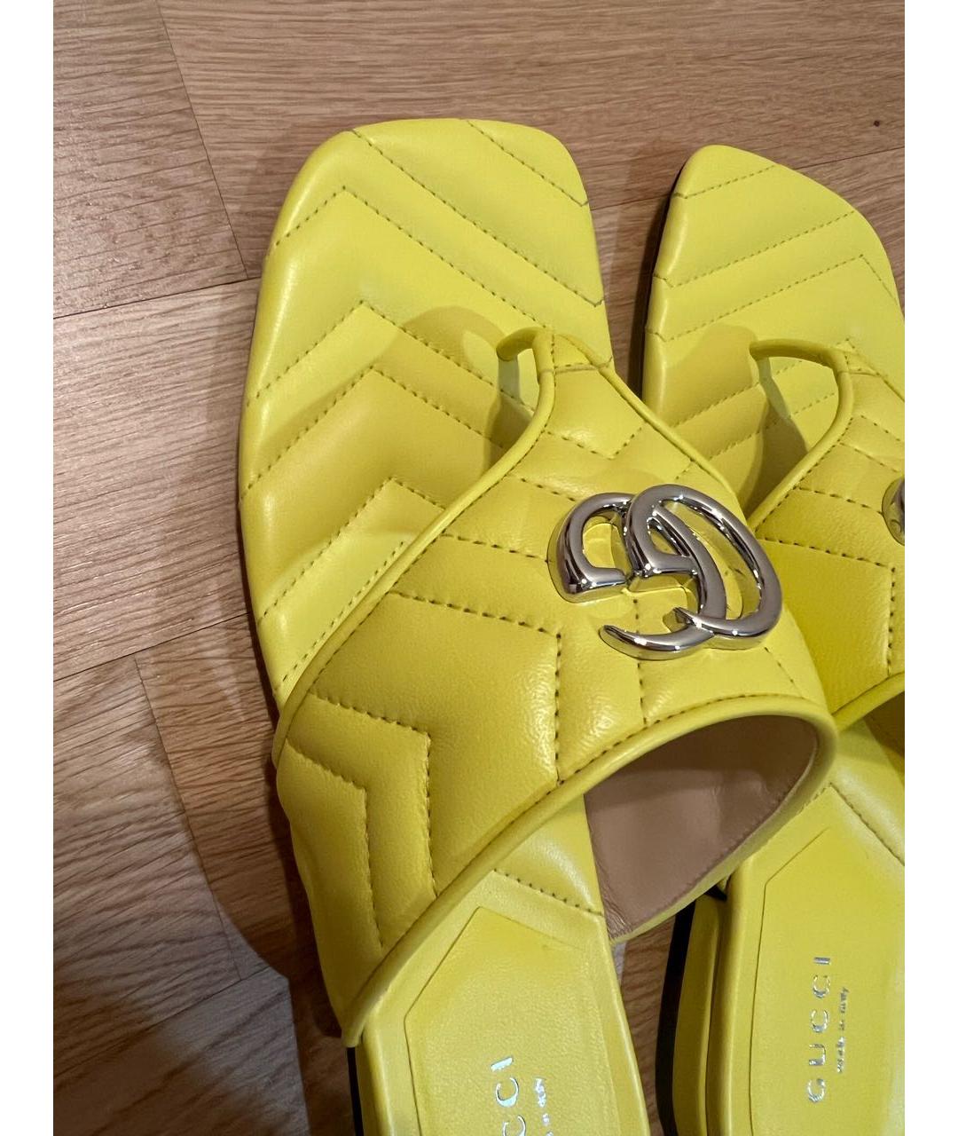 GUCCI Желтые кожаные сандалии, фото 3