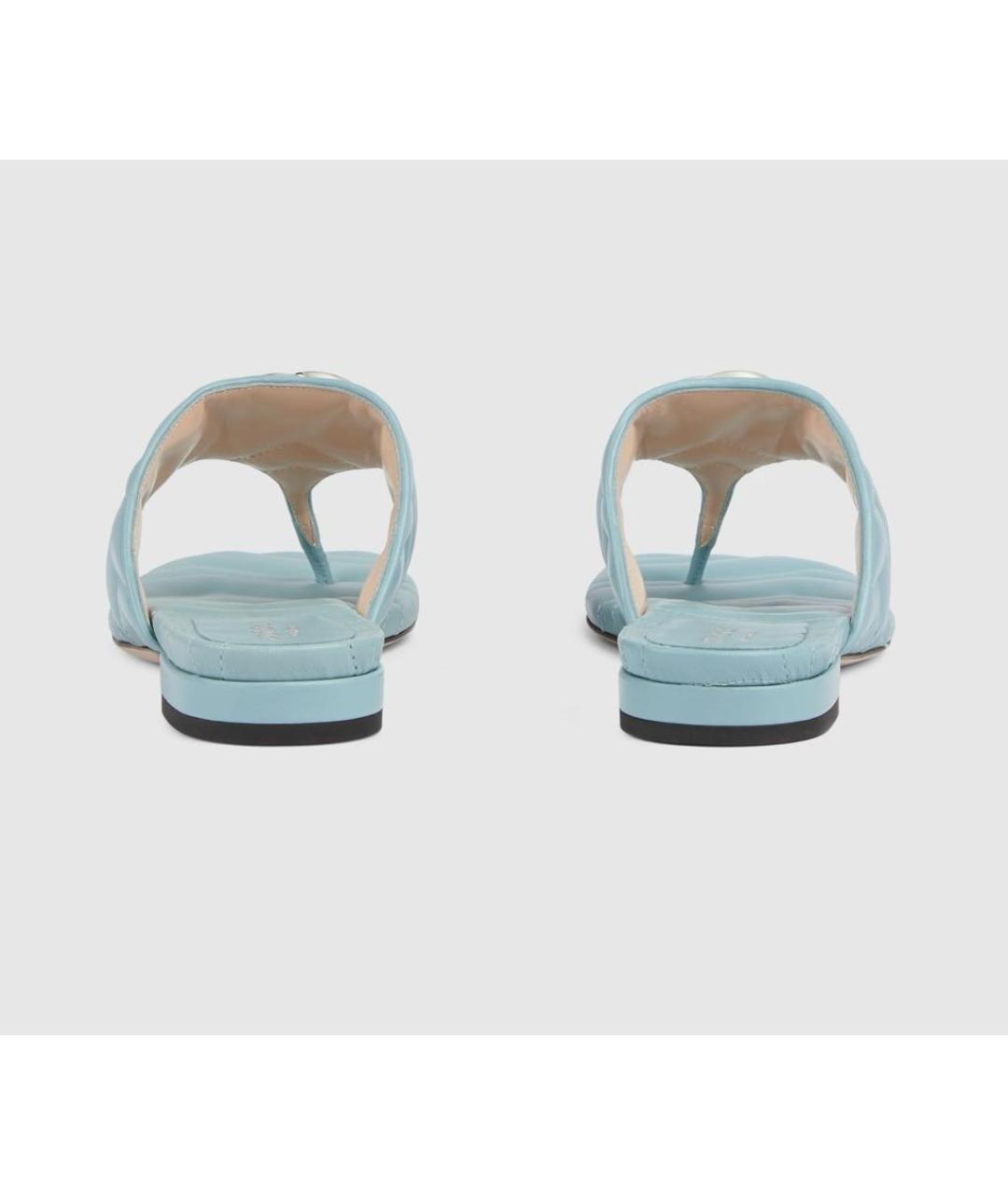 GUCCI Голубые кожаные сандалии, фото 2