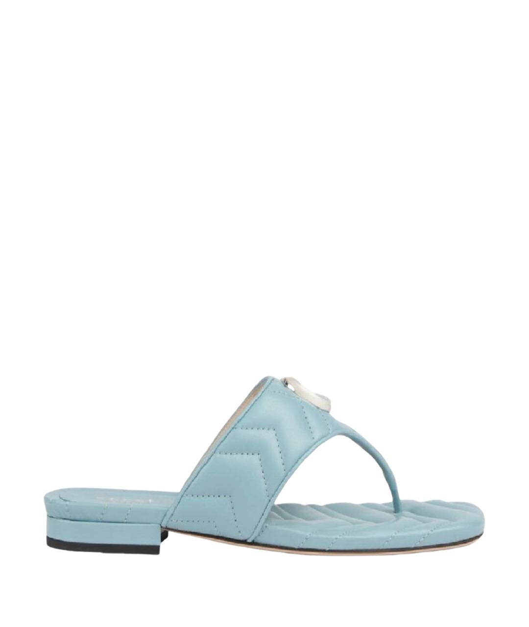 GUCCI Голубые кожаные сандалии, фото 1