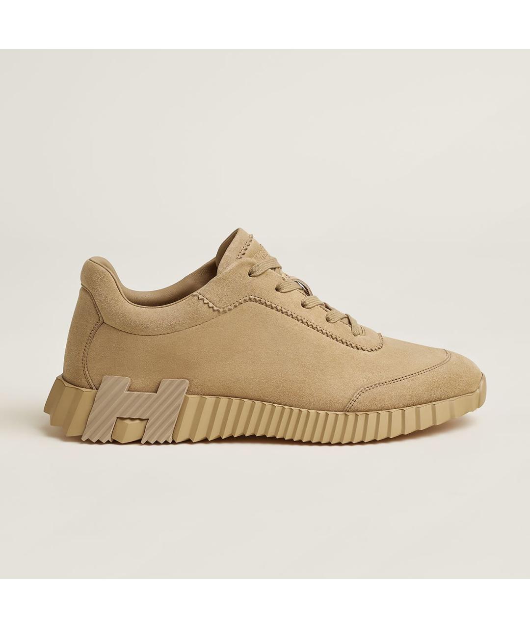 HERMES Бежевые замшевые низкие кроссовки / кеды, фото 8