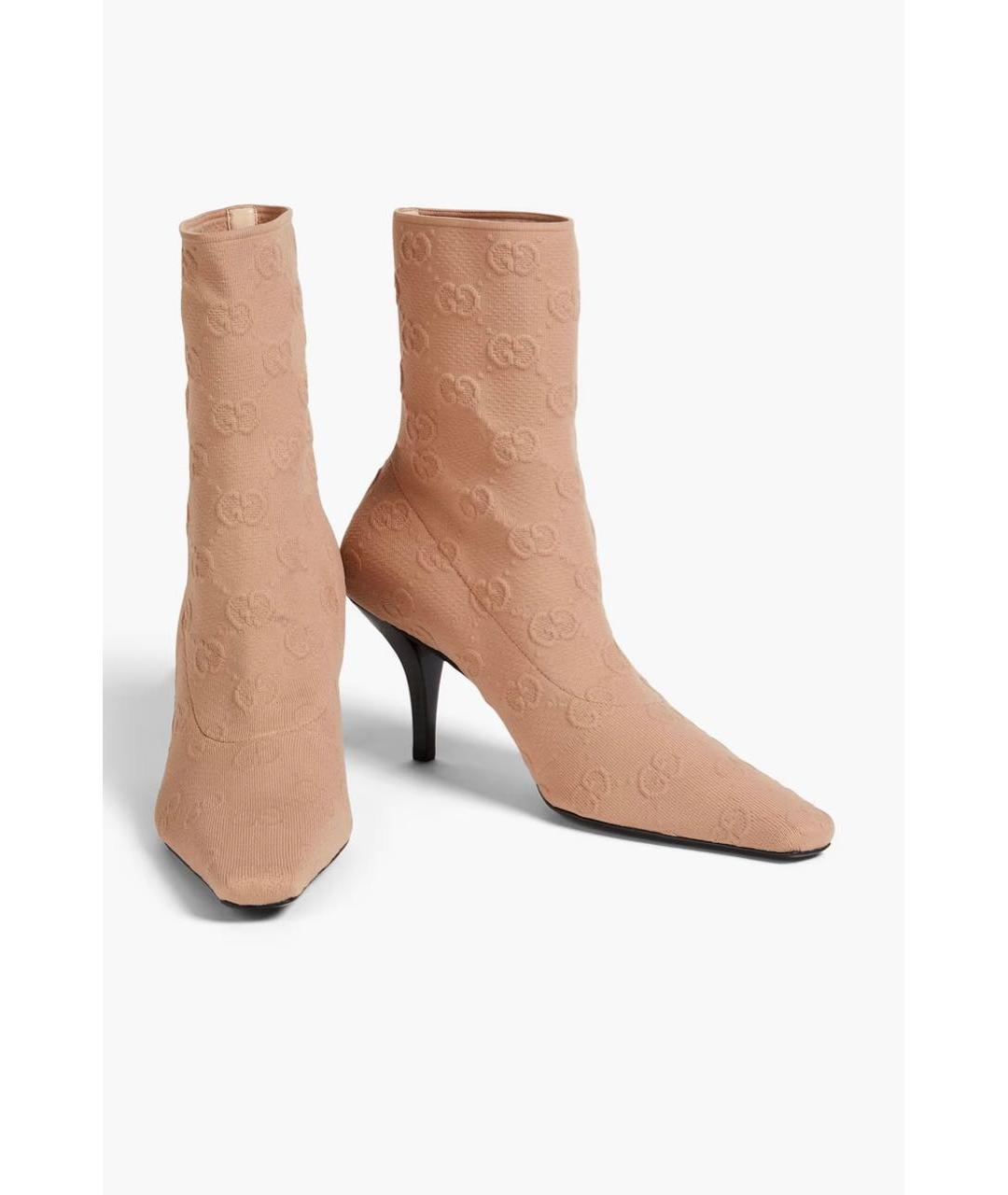 GUCCI Бежевые текстильные ботильоны, фото 6