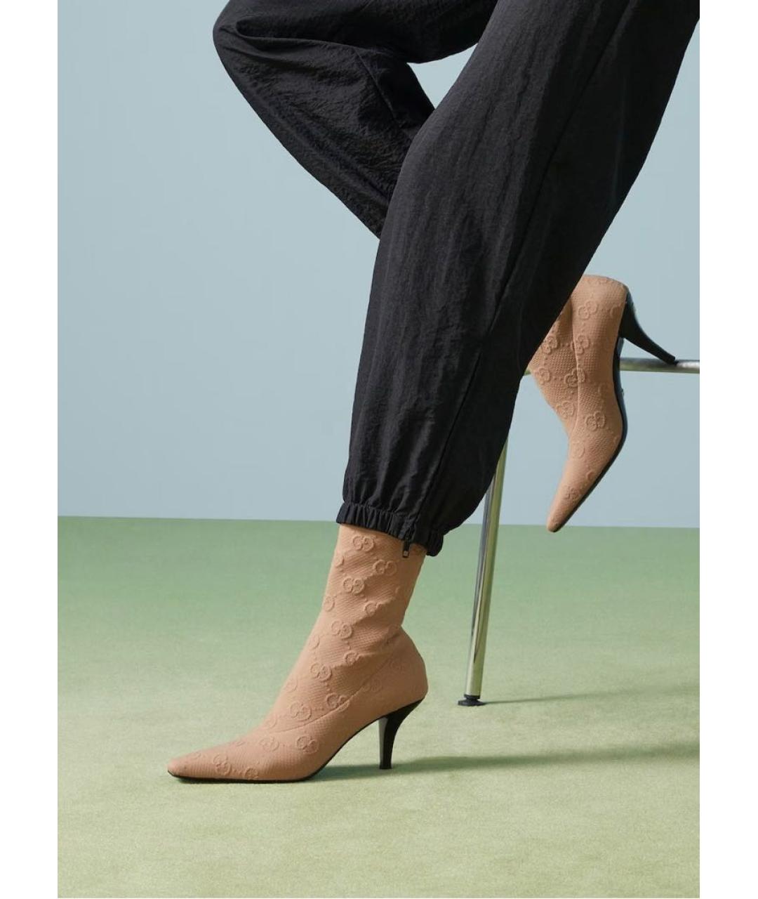 GUCCI Бежевые текстильные ботильоны, фото 7