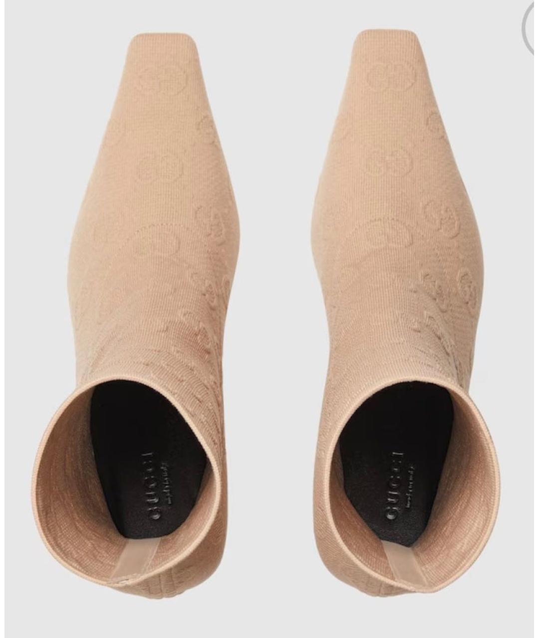 GUCCI Бежевые текстильные ботильоны, фото 3