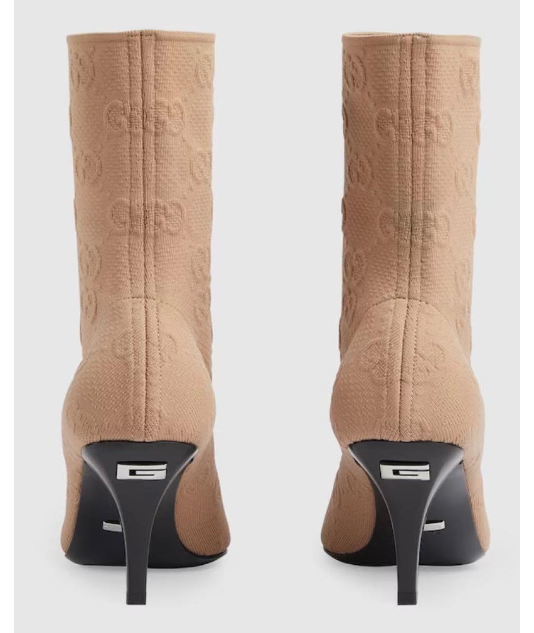 GUCCI Бежевые текстильные ботильоны, фото 4