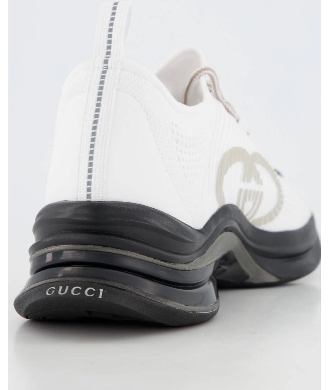 GUCCI Белые текстильные низкие кроссовки / кеды, фото 4