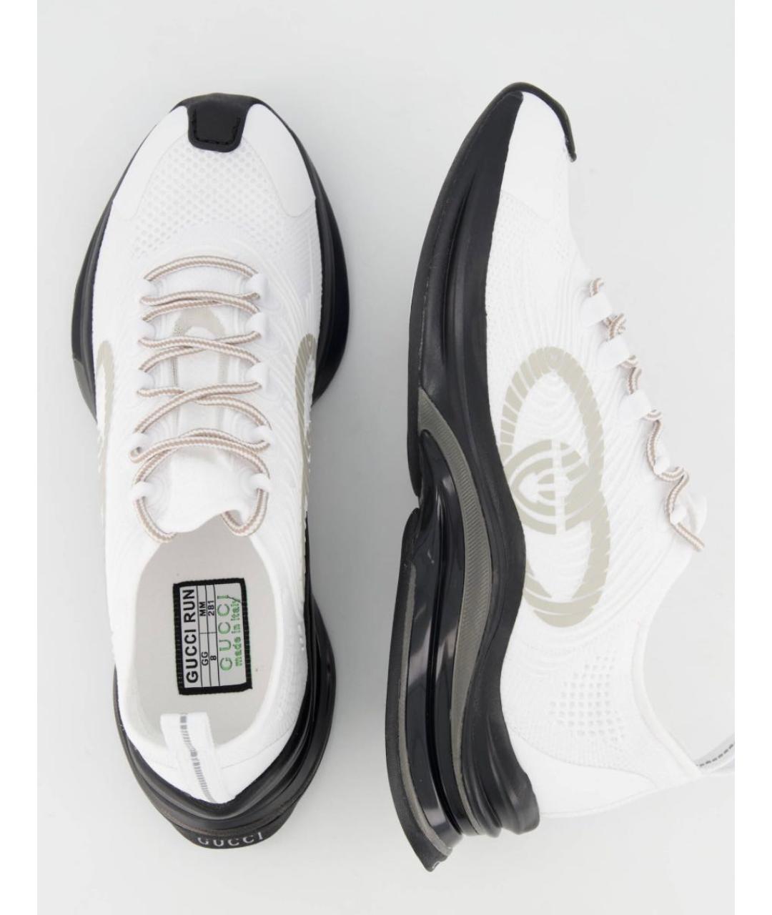 GUCCI Белые текстильные низкие кроссовки / кеды, фото 3