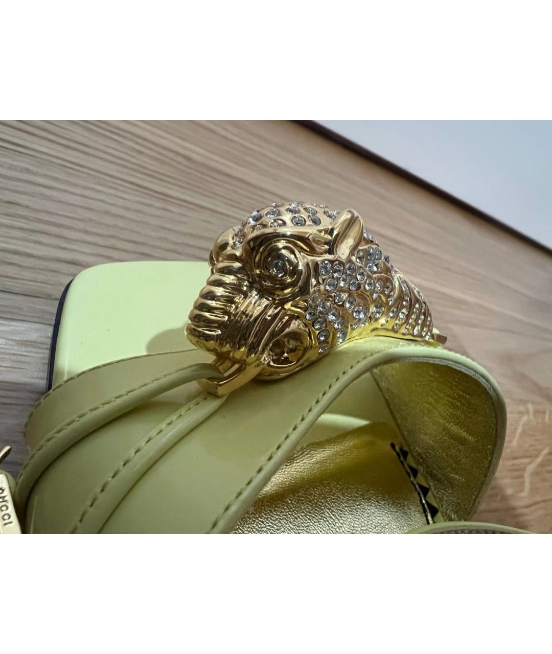 GUCCI Желтые кожаные сандалии, фото 8