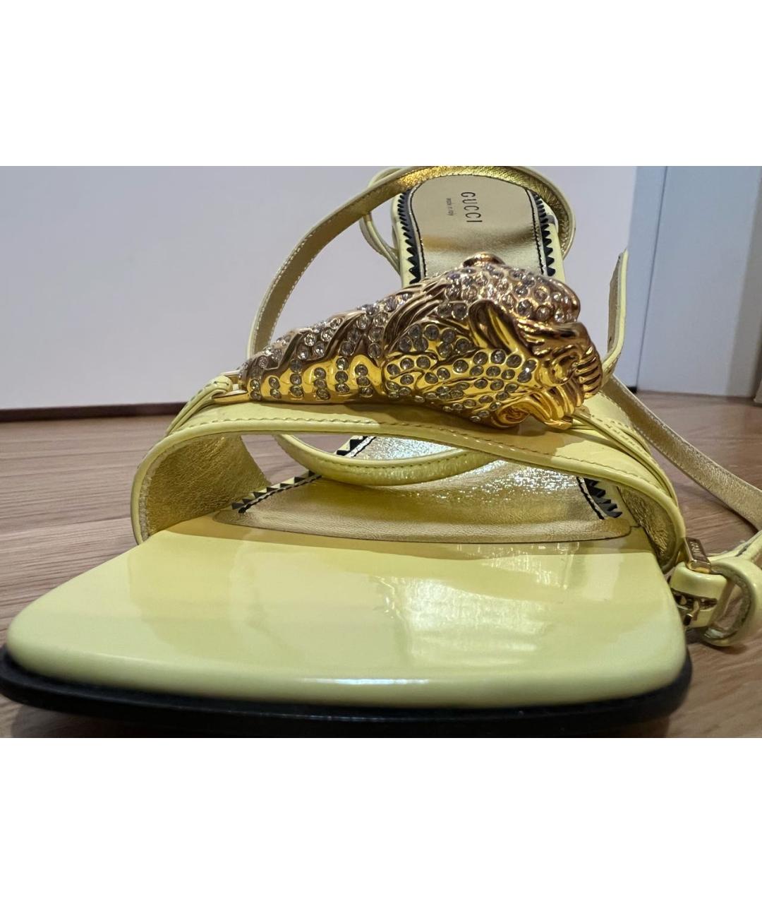 GUCCI Желтые кожаные сандалии, фото 5