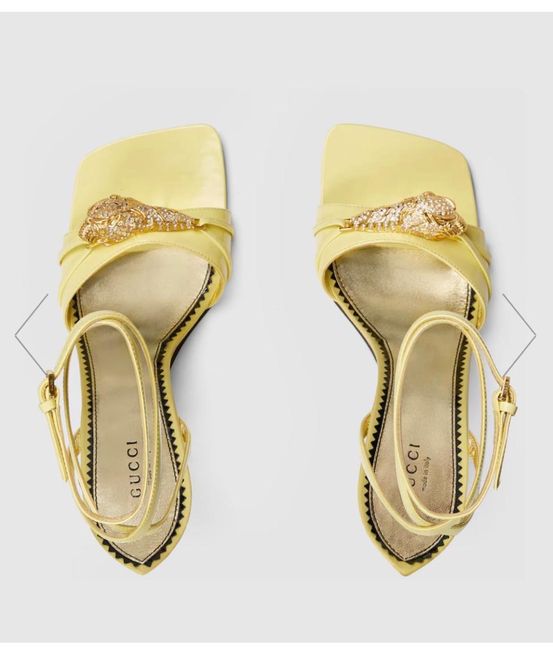 GUCCI Желтые кожаные сандалии, фото 2