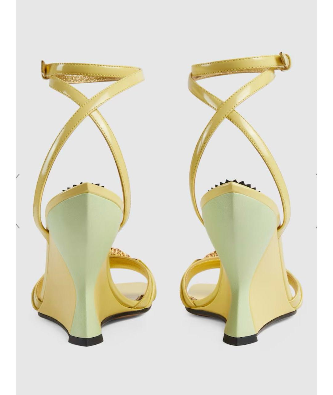 GUCCI Желтые кожаные сандалии, фото 4