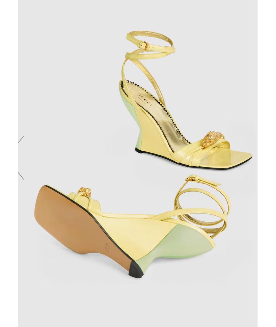 GUCCI Желтые кожаные сандалии, фото 3