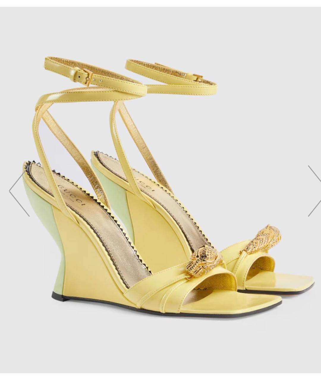 GUCCI Желтые кожаные сандалии, фото 9
