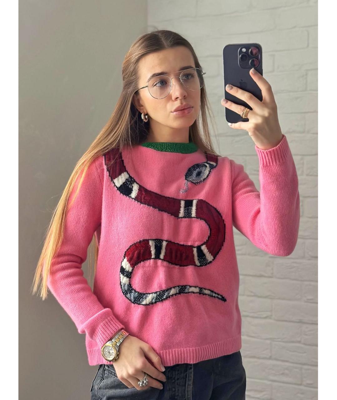 GUCCI Розовый шерстяной джемпер / свитер, фото 6