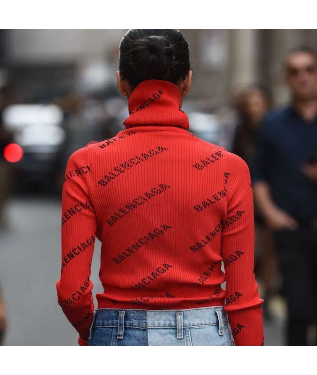 BALENCIAGA Красная полиамидовая водолазка, фото 5