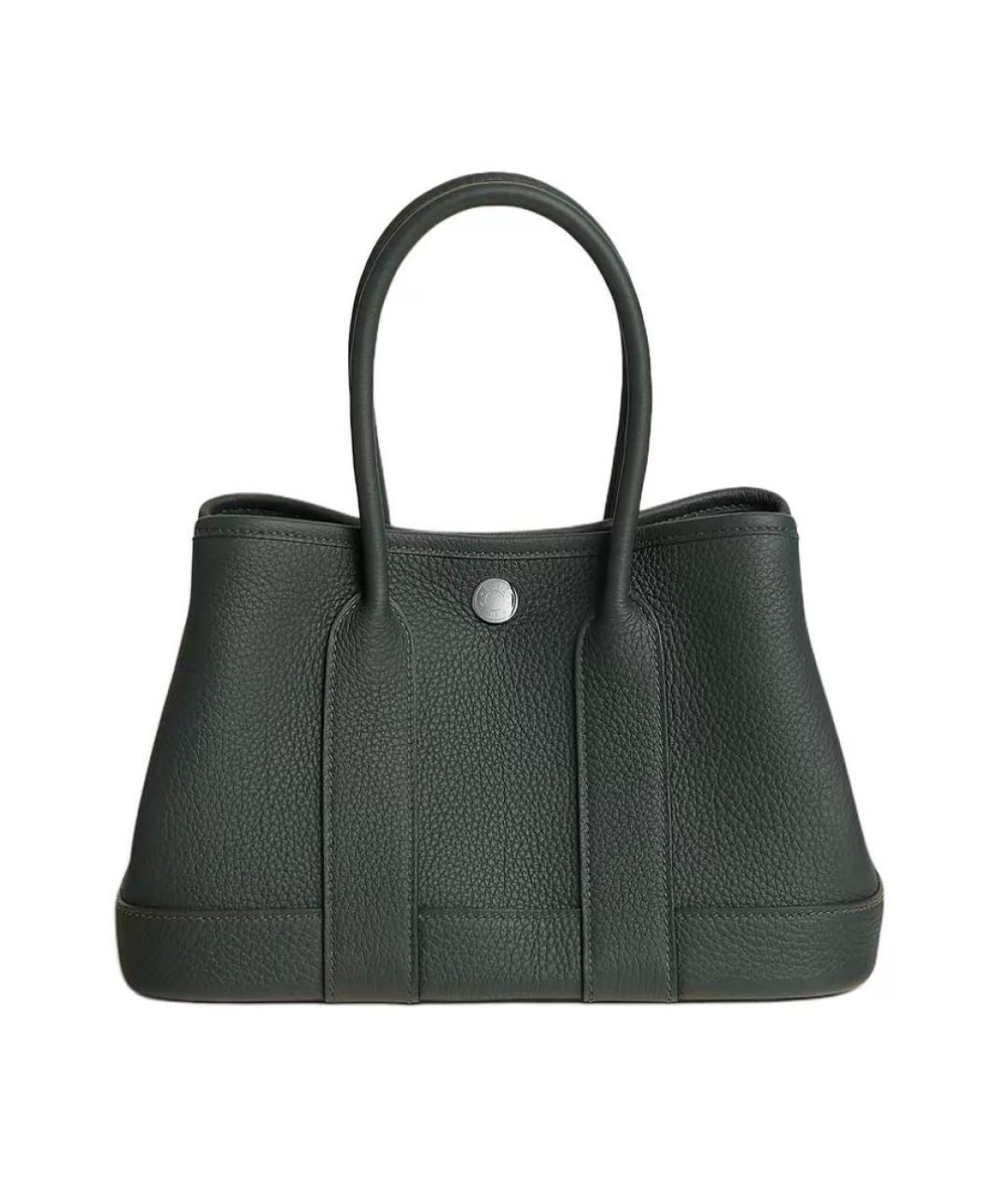 HERMES Хаки кожаная сумка с короткими ручками, фото 8