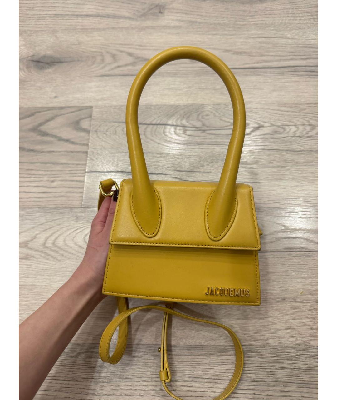 JACQUEMUS Горчичная кожаная сумка через плечо, фото 5