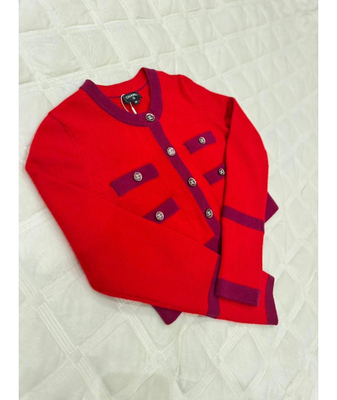 CHANEL Красный кашемировый кардиган, фото 2