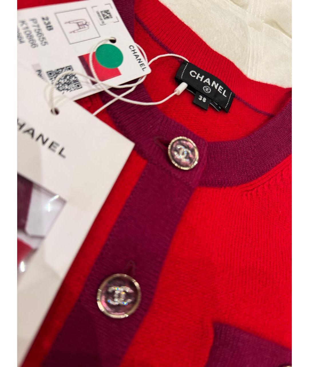 CHANEL Красный кашемировый кардиган, фото 4