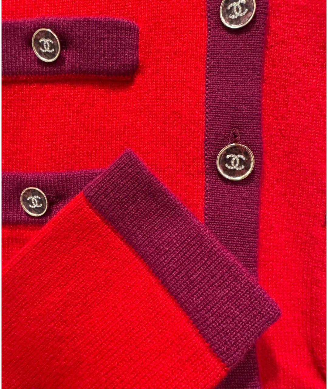 CHANEL Красный кашемировый кардиган, фото 8