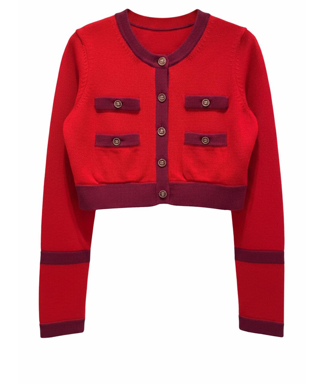 CHANEL Красный кашемировый кардиган, фото 1