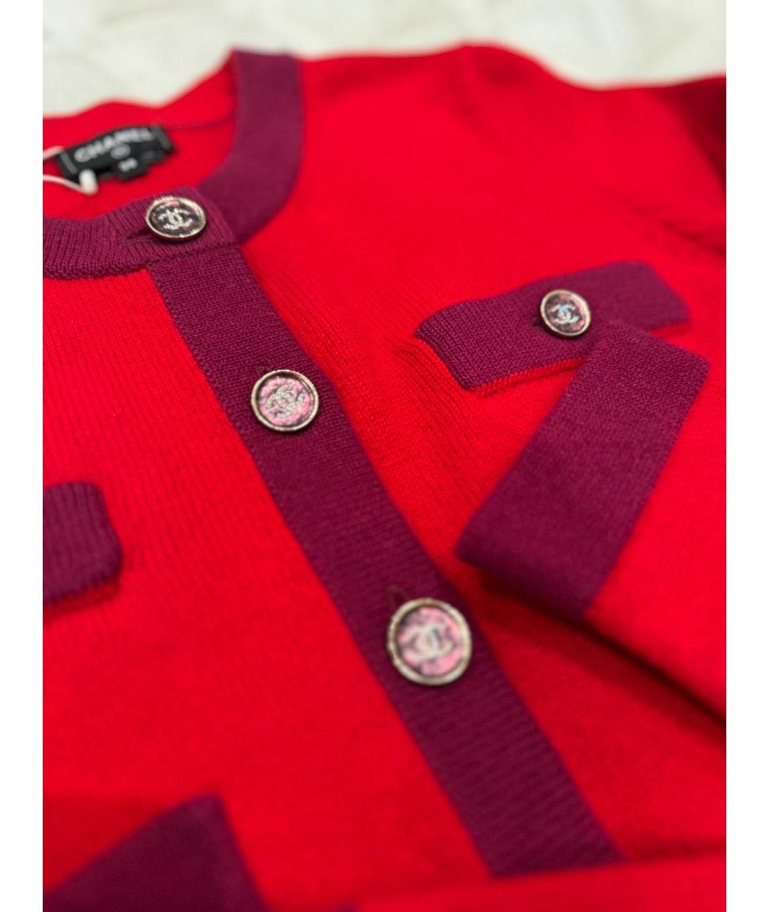 CHANEL Красный кашемировый кардиган, фото 7