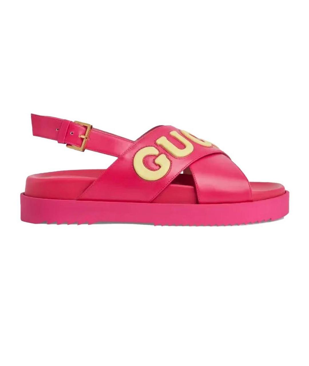 GUCCI Розовые кожаные сандалии, фото 6