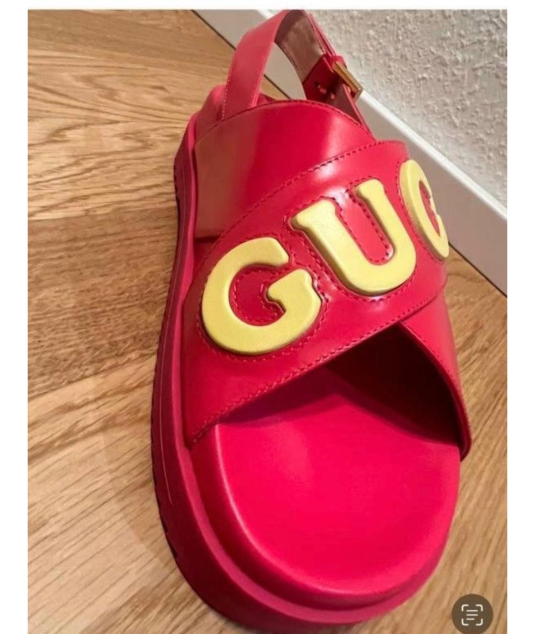 GUCCI Розовые кожаные сандалии, фото 5