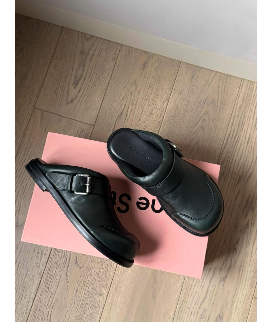 ACNE STUDIOS Зеленые кожаные мюли, фото 5