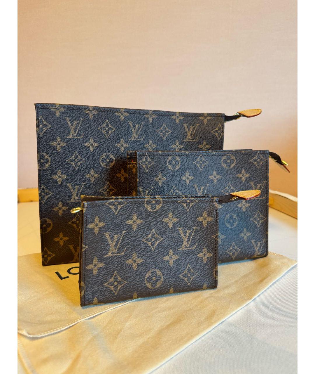 LOUIS VUITTON Коричневая косметичка, фото 7