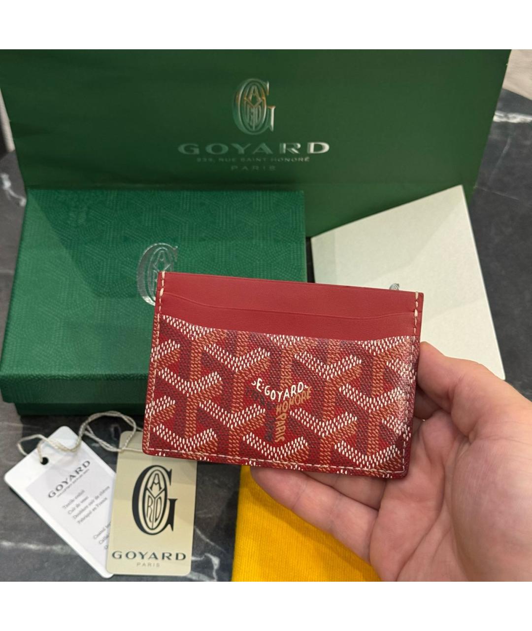 GOYARD Красный кожаный кардхолдер, фото 4