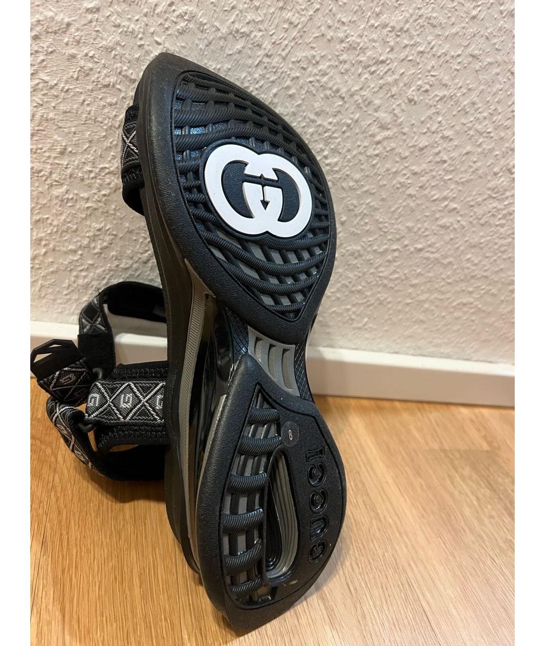 GUCCI Черные текстильные сандалии, фото 5