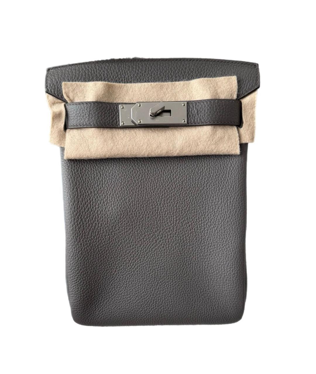 HERMES Серая кожаная сумка на плечо, фото 9