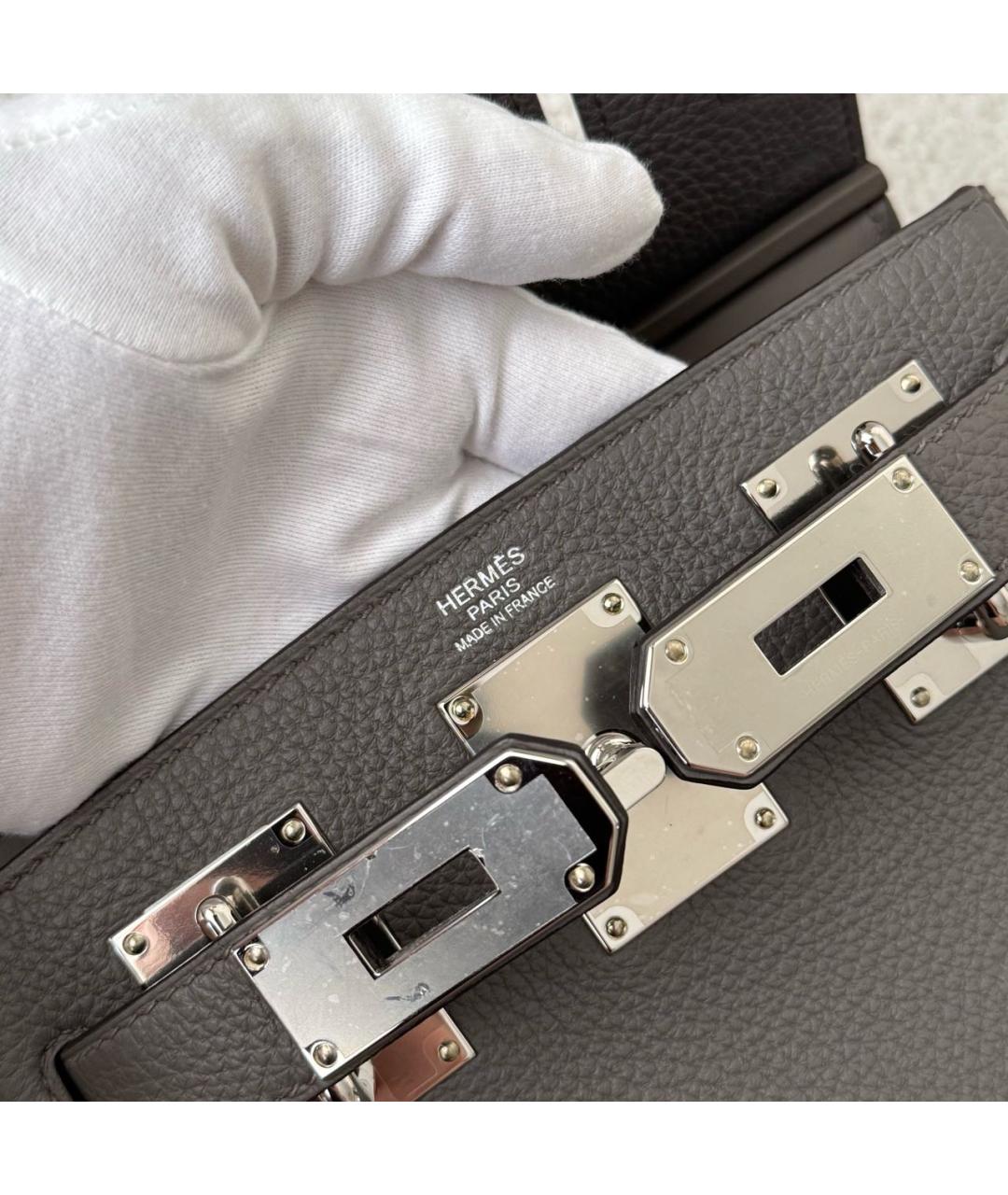 HERMES Серая кожаная сумка на плечо, фото 7