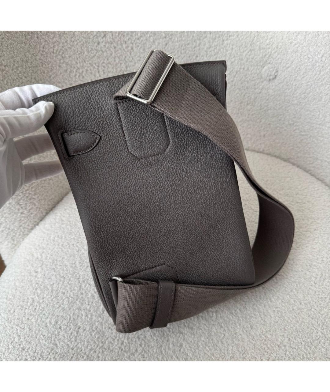 HERMES Серая кожаная сумка на плечо, фото 3