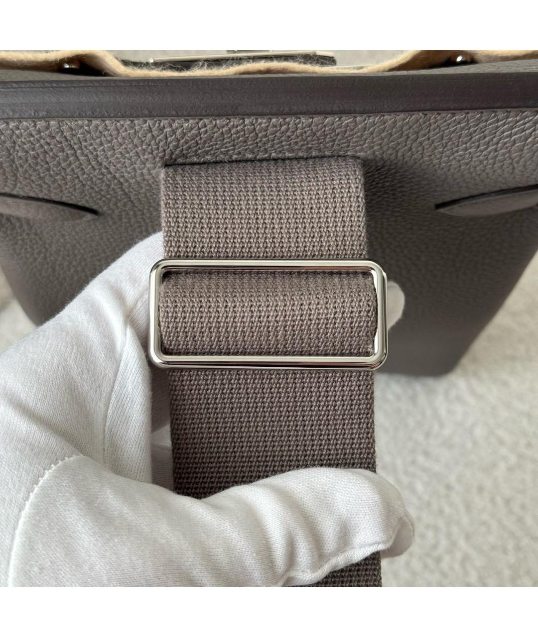 HERMES Серая кожаная сумка на плечо, фото 5