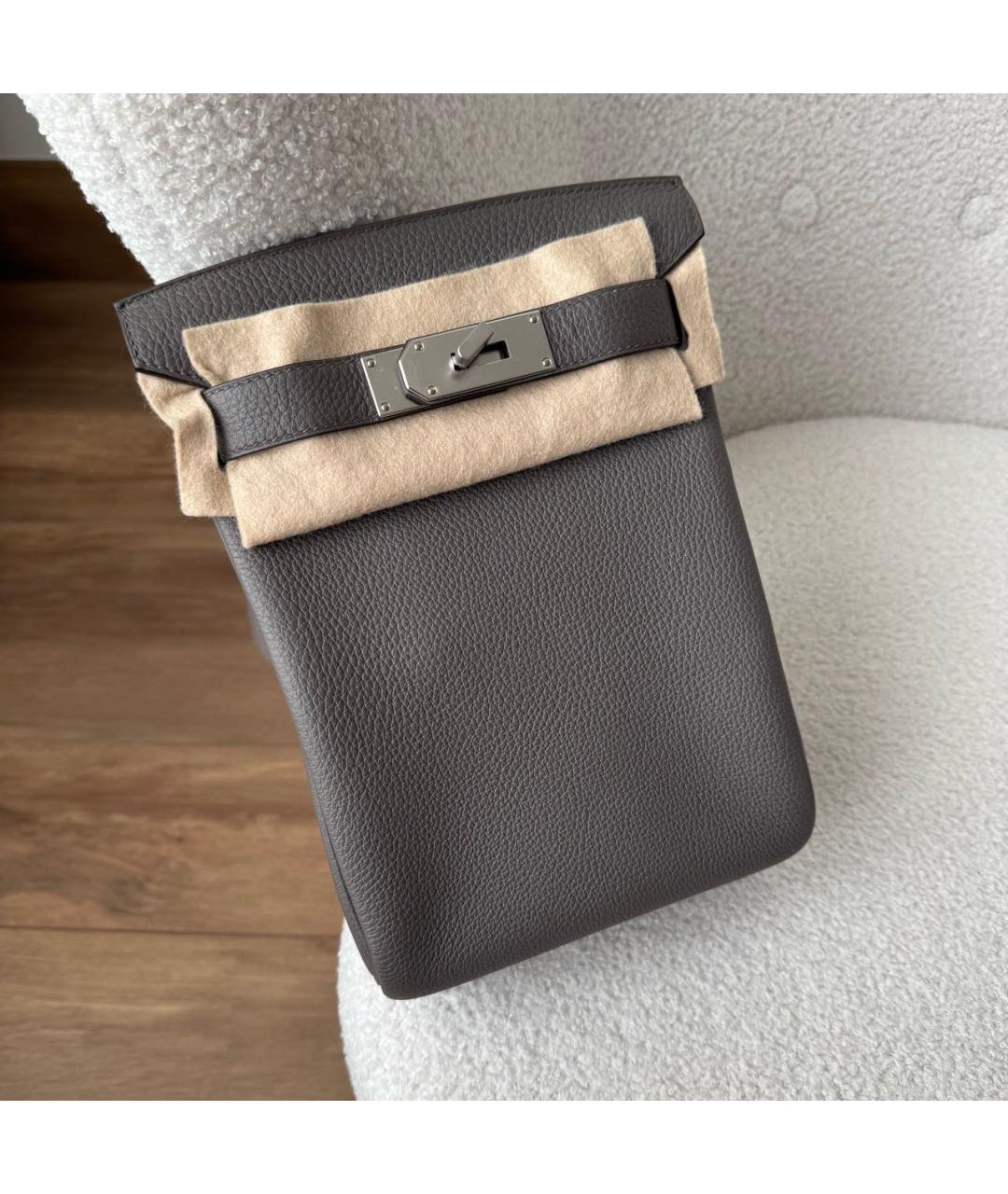HERMES Серая кожаная сумка на плечо, фото 2