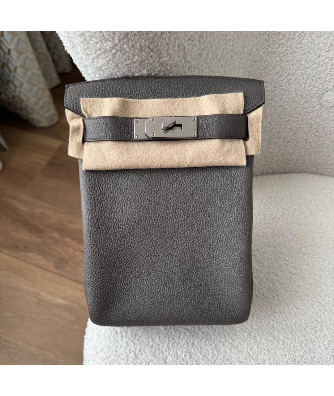 HERMES Серая кожаная сумка на плечо, фото 4